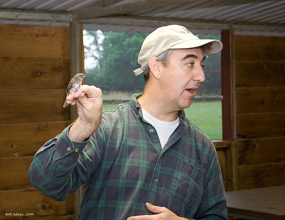 Dr. Dough Wood with a Lincoln's Sparrow
